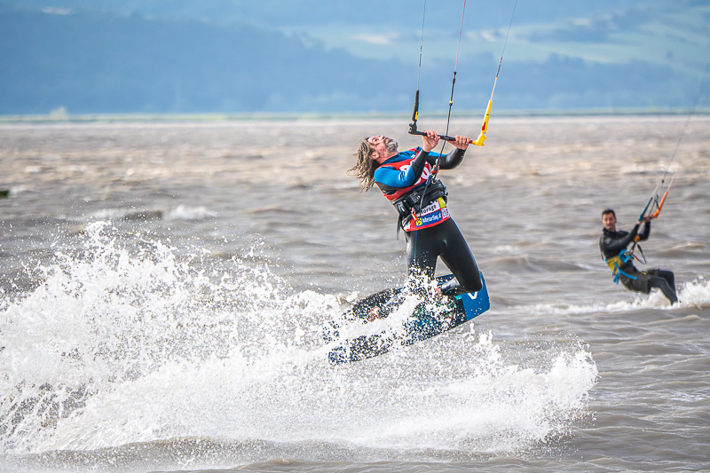 Kitesurfer jumping